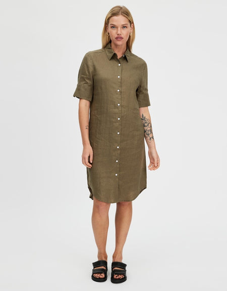 Hettie Shirt Dress - Khaki