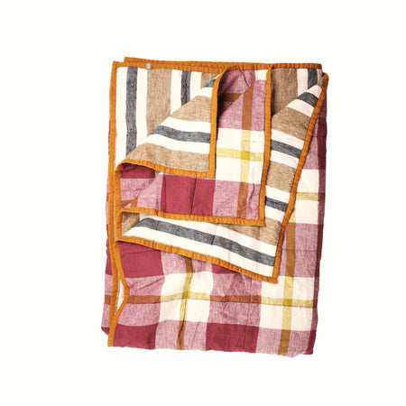 NEW - Taupe Stripe/Plum Check Double Sided Quilt ~ Society Of Wanderers ~