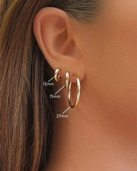 THICK HOOP EARRINGS - 14K YELLOW GOLD FILL ~ 29mm