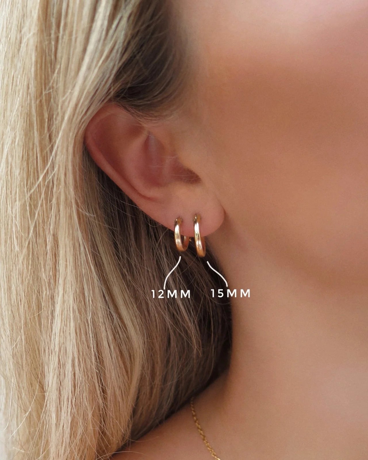 THICK HOOP EARRINGS - 14K YELLOW GOLD FILL ~ 12mm