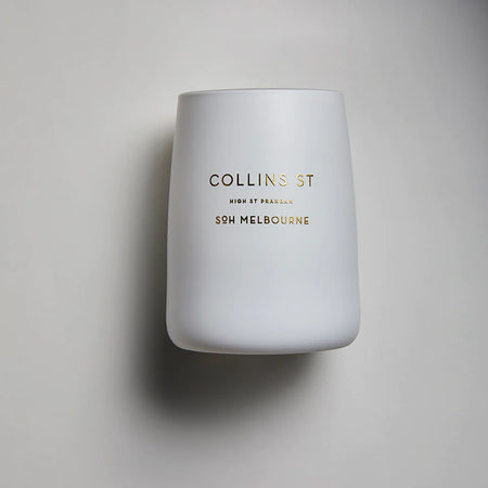 Collins Street Candle ~  White Matt Glass