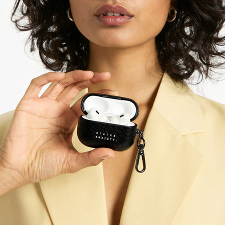 AirPod Pro Case - Miracle Worker with Clip// Black ~ Status Anxiety ~