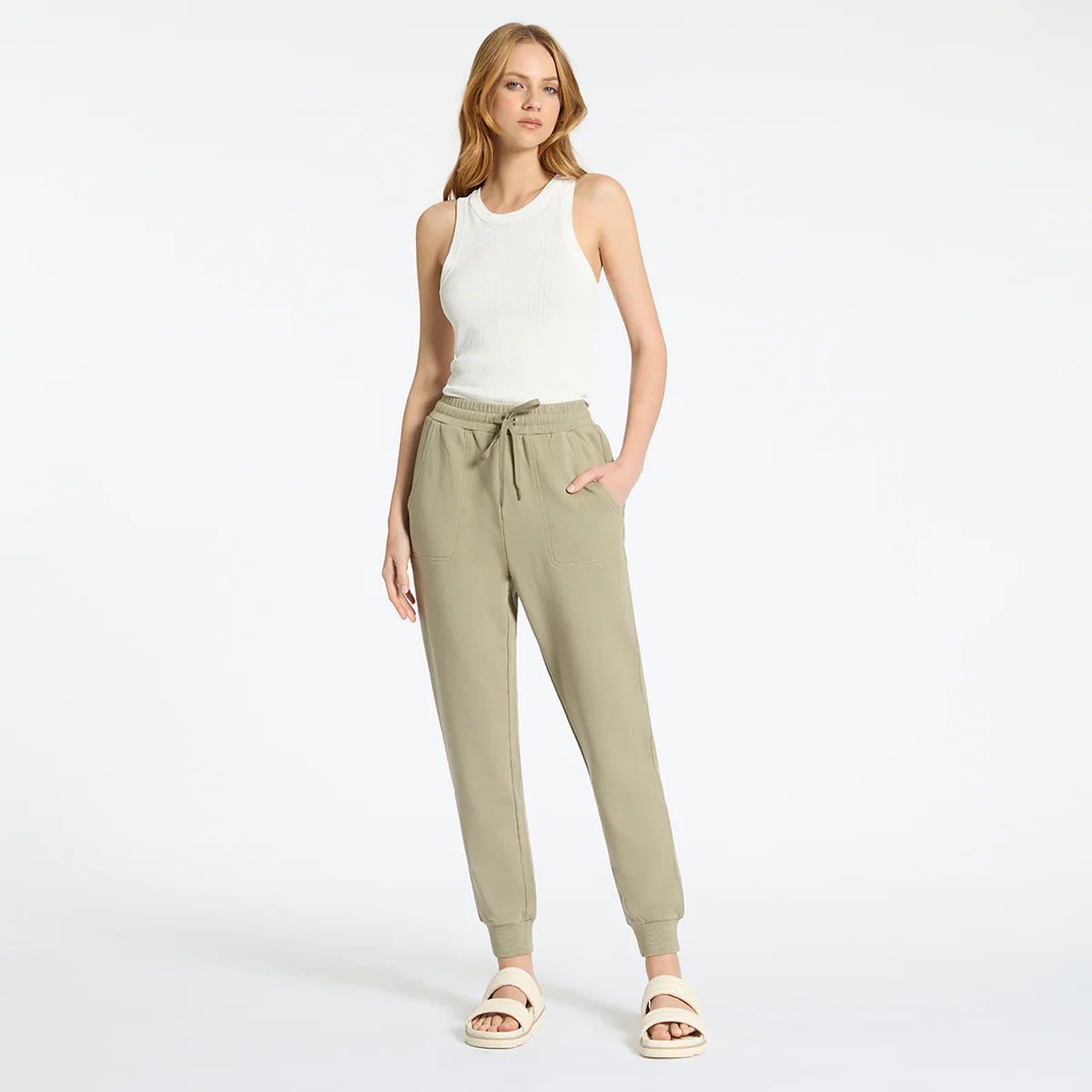 AS YOU WAKE WOMEN’S TRACK PANTS // Washed Sage ~ Status Anxiety ~