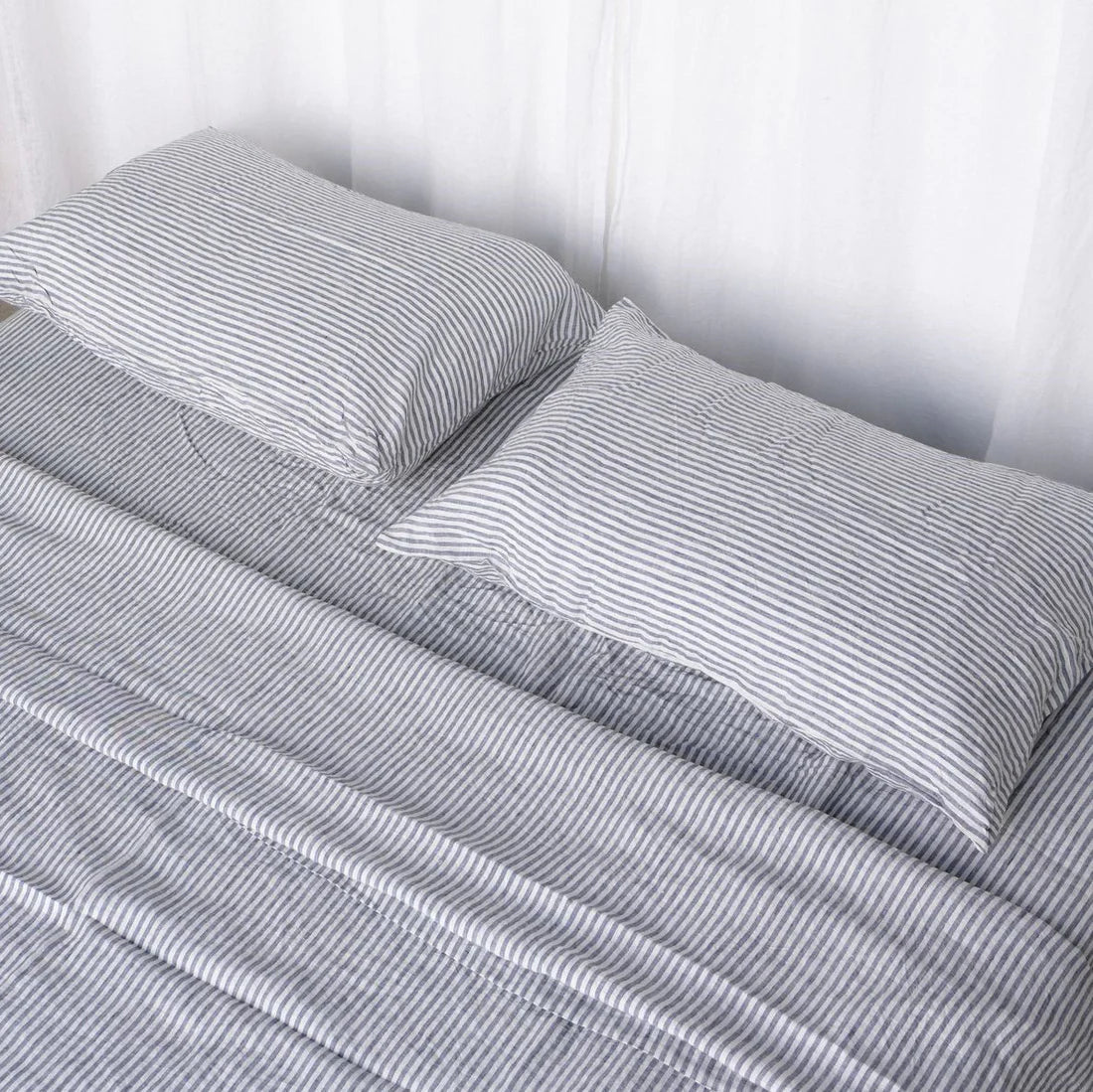 Linen Pillowcase Set - Marine Stripe