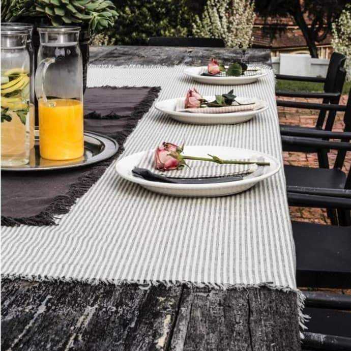 Raine & Humble Manor Stripe Table Cloth // Charcoal ~ Raine & Humble ~  1848 Collection  