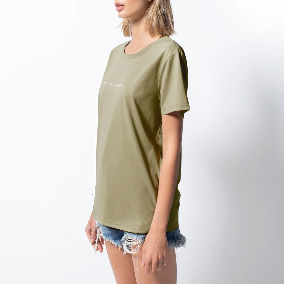 THINK IT OVER WOMEN'S TEE // CLASSIC TEE / SAGE ~ Status Anxiety ~