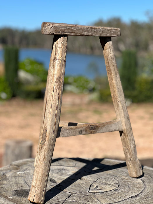 Shanxi 120 Year Antique Wooden LOW STOOL~ ANTIQUE STOOL ~Antique Rustic timber.