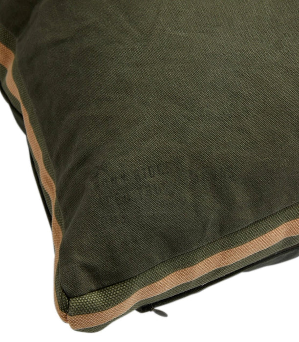 Mr Slow Cushion Cover | Khaki Recycled with Olive/Baby Pink Tape | 55*55 ~ Pony Rider