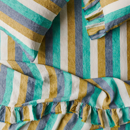 Lagoon Stripe  Fitted Sheet ~ Society Of Wanderers ~